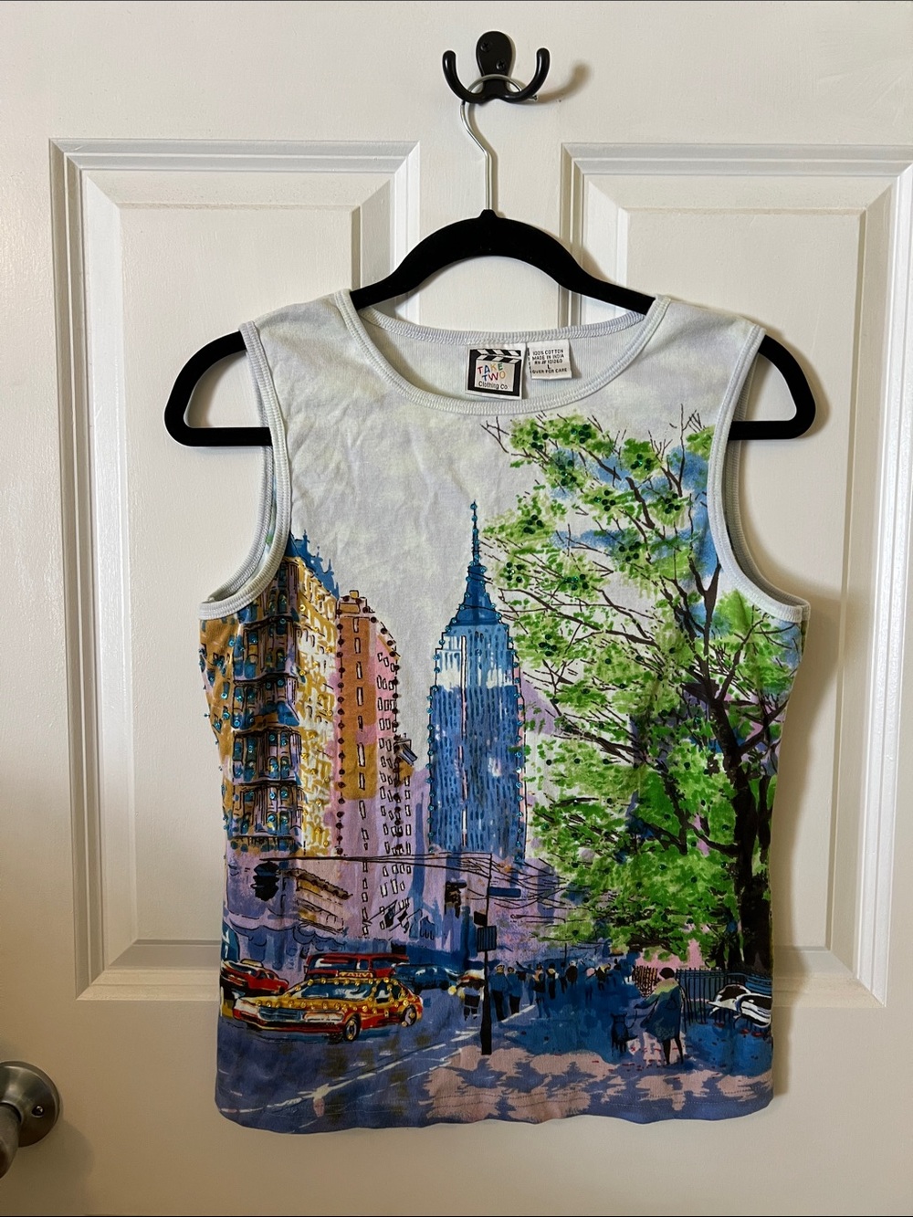 Take Two Y2K Sequined Cotton Tank Top